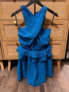 DO+BE Teal Blue Ruffled Jumpsuit Romper